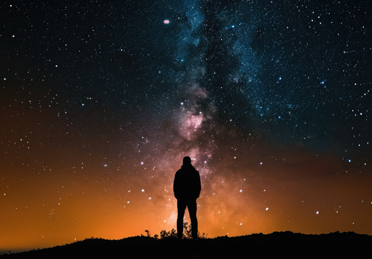 Beobachter unter der Milchstraße