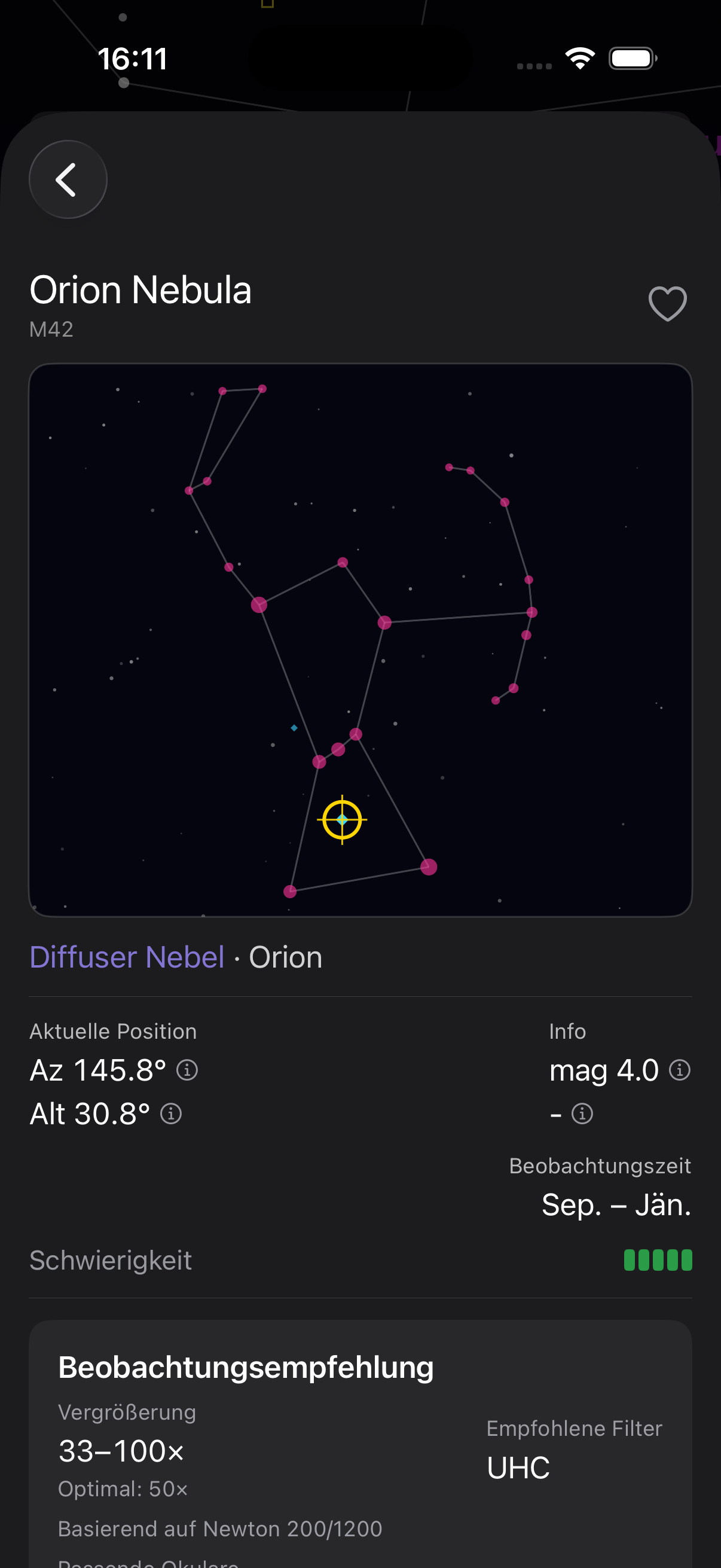 Objektdetails Orion Nebula